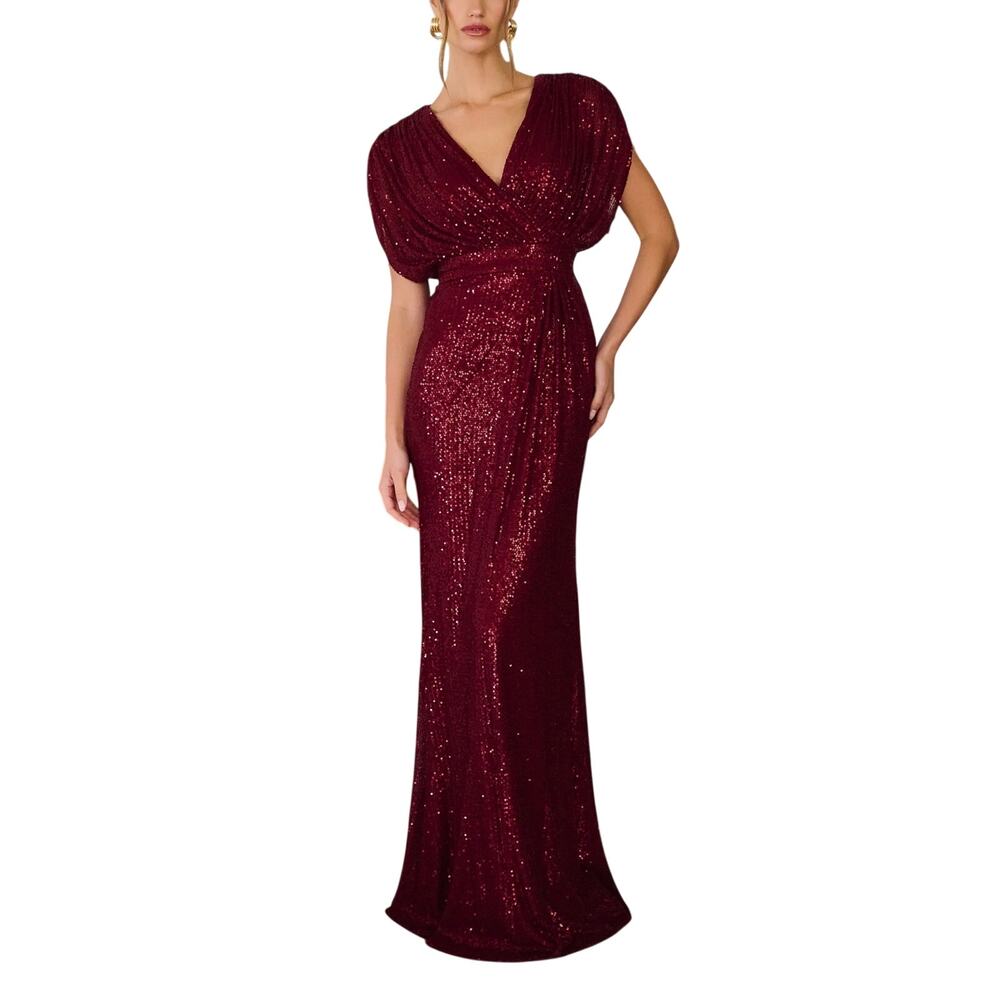 Ladivine Amoris Burgundy Sequin Maxi Dress L NWT